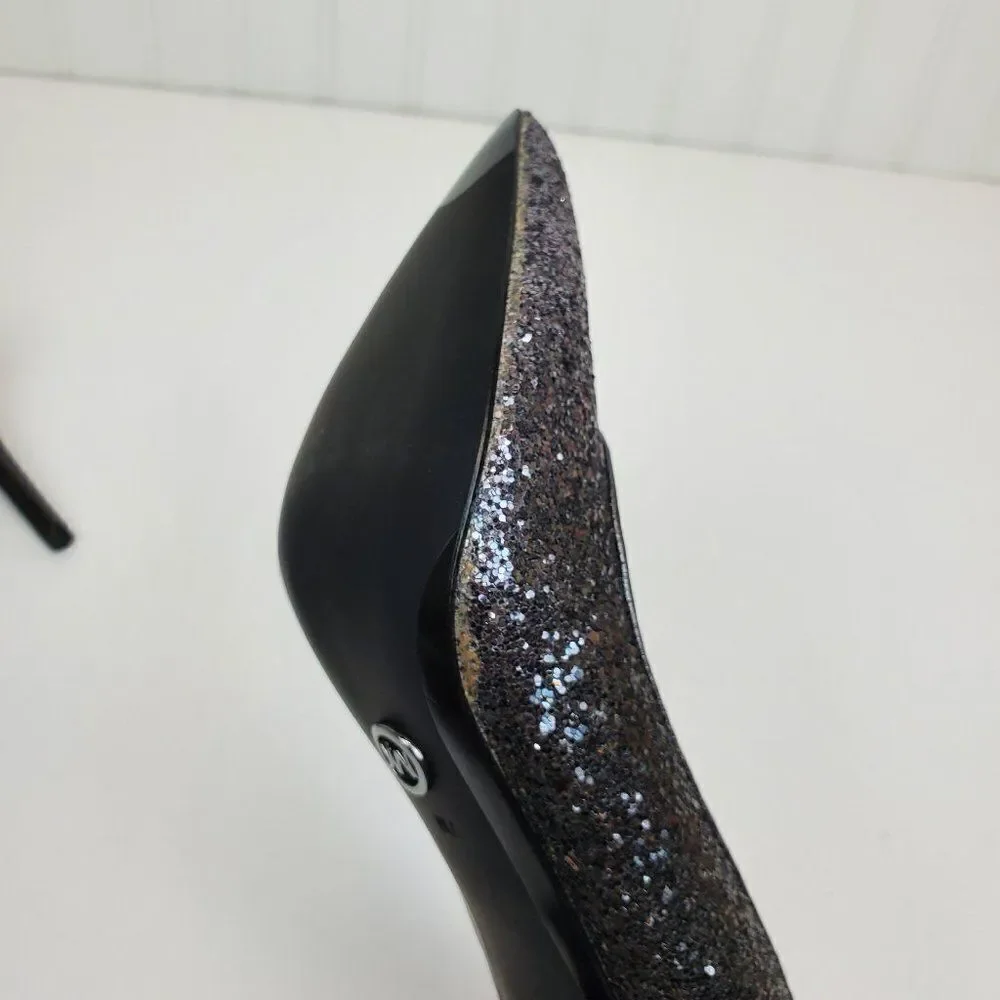Michael Michael Kors Claire Pump Silver Metallic Leather Pointed Toe SH-052
